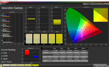 CalMAN: Saturación de color - Modo de color normal, espacio de color de destino sRGB