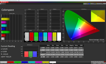 Espacio de color (modo de visualización Vívido, temperatura de color Cálido +1, espacio de color de destino sRGB)