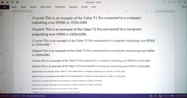 Proyectado a 80 pulgadas de distancia, los textos de 4 a 12 puntos en Microsoft Word son legibles. (Fuente de la imagen: Notebookcheck)