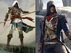 Edward Kenway de Assassin's Creed Black Flag y Arno Dorian de Assassin's Creed Unity mostrados uno al lado del otro.