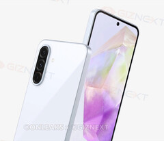 El Galaxy A36 5G se inspira en los recientes diseños Xperia de Sony. (Fuente de la imagen: @OnLeaks &amp;amp; GizNext)