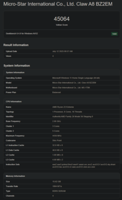 GPU Vulkan AMD Ryzen Z2 Extreme Geekbench (fuente de la imagen: Geekbench)