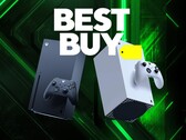 Banner de Best Buy con consolas Xbox mostradas