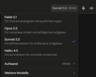 Captura de pantalla del selector de modelos de Claude.ai con Sonnet 5.5 seleccionado.