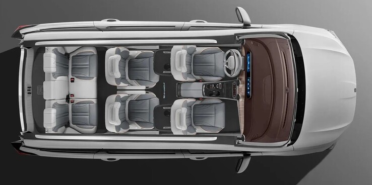 Ejemplo de un vehículo chino con seis asientos de tamaño normal y un asiento infantil más pequeño en la tercera fila. (Fuente de la imagen: Dongfeng)