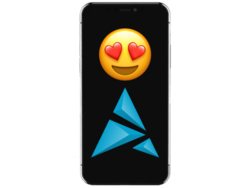 En realidad, Linux y los iPhones pueden llevarse bastante bien, siempre que se utilicen los paquetes adecuados. (Fuente de la imagen: Imagen de archivo de iPhone, emoji y logotipo de Artix, con modificaciones)