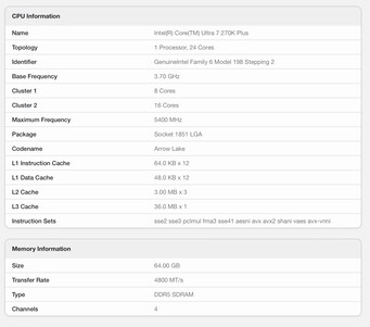 Listado de Geekbench 6 para el Core Ultra 7 270K Plus. (Fuente de la imagen: Geekbench)
