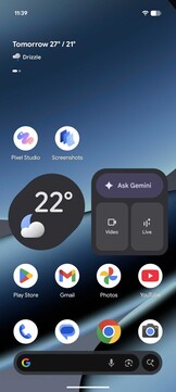 Interfaz de usuario del Google Pixel basada en Android 16: Homescreen