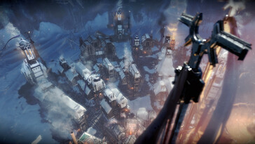 Una imagen en la que se ven edificios de Frostpunk.