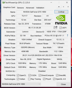 GPU-Z GeForce GTX 1650