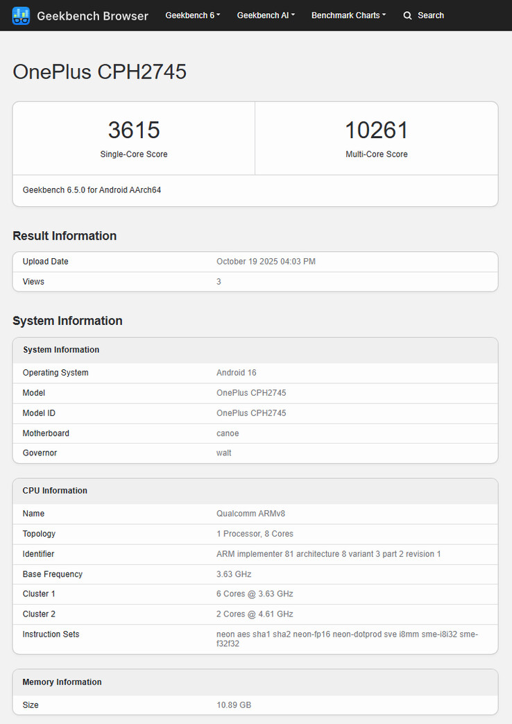 (Fuente de la imagen: Geekbench)