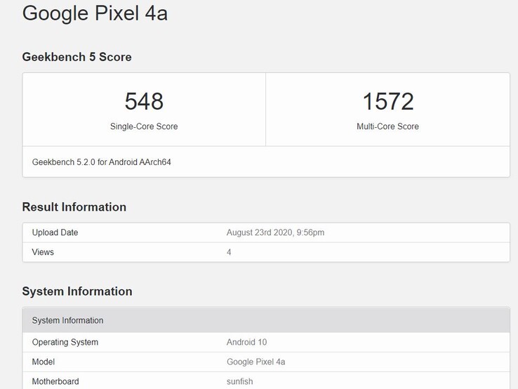 Snapdragon 730G en Geekbench.