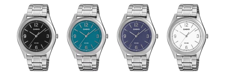De izquierda a derecha: los relojes Casio MTP-B210D-1AV, MTP-B210D-2A1V, MTP-B210D-2A2V y MTP-B210D-7AV