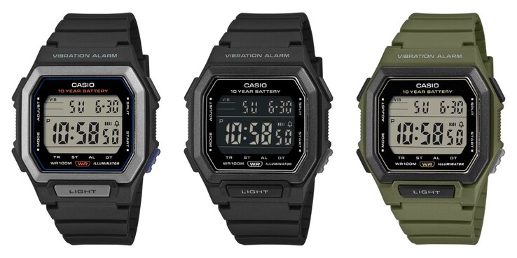 De izquierda a derecha: los relojes Casio W-738H-1AV, W-738H-1BV y W-738H-3AV