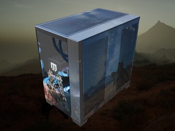 Maingear Crimson Desert Edición Limitada PC frontal mostrado en ángulo