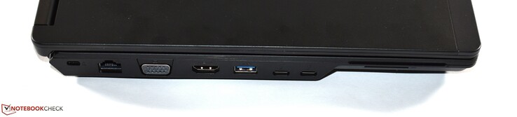 Izquierda: cerradura Kensington, Ethernet RJ45, VGA, HDMI, USB 3.0 Tipo A, 2x Thunderbolt 3