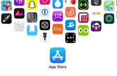 Logotipo de la App Store con iconos de aplicaciones populares. Apple debe defender ahora sus comisiones por los pagos realizados fuera de la tienda.