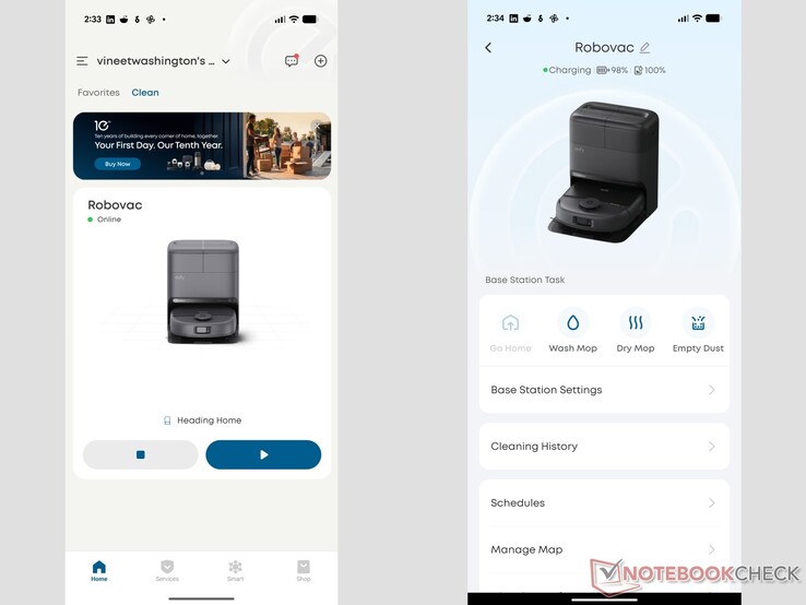 interfaz de la aplicación eufy para el Omni C28.