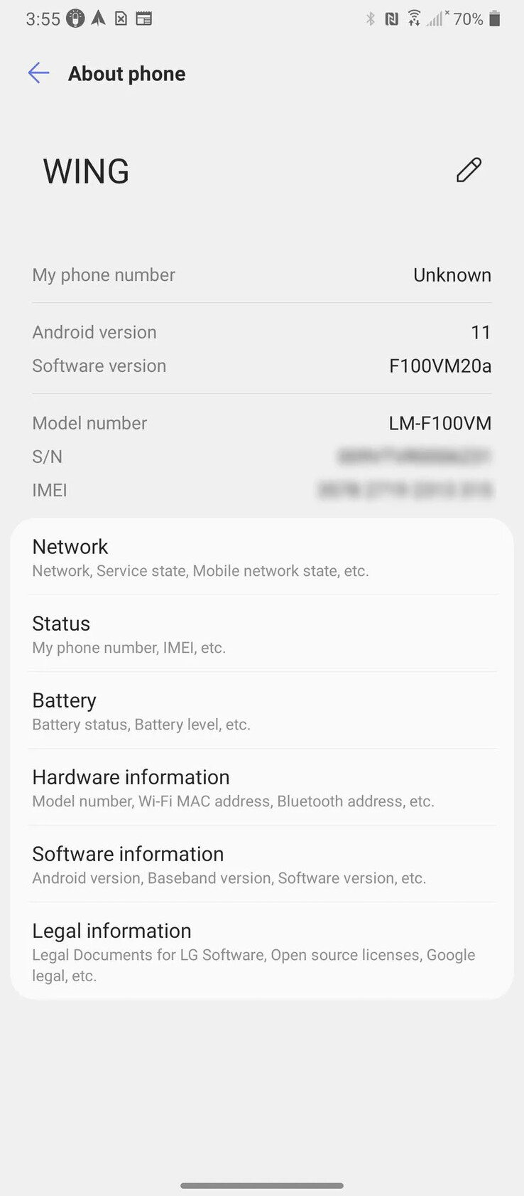 Las nuevas pantallas de actualización del LG Wing bloqueado por Verizon. (Fuente: Verizon vía 9to5Google)