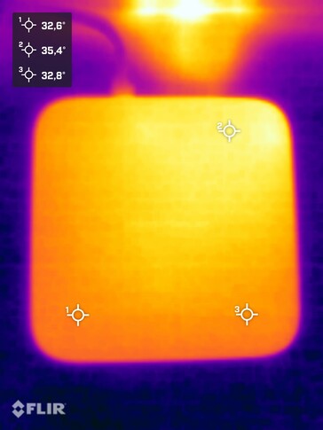 Temperatura superficial durante la prueba de estrés (vista superior)