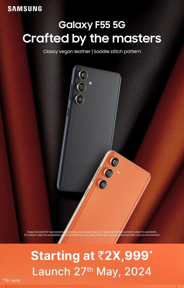 El póster oficial de lanzamiento de Galaxy F55...