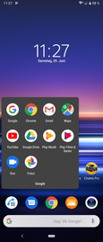 Pantalla de inicio predeterminada y aplicaciones de Google preinstaladas