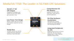 Características del SoC MediaTek T750 5G CPE. (Fuente: MediaTeK)