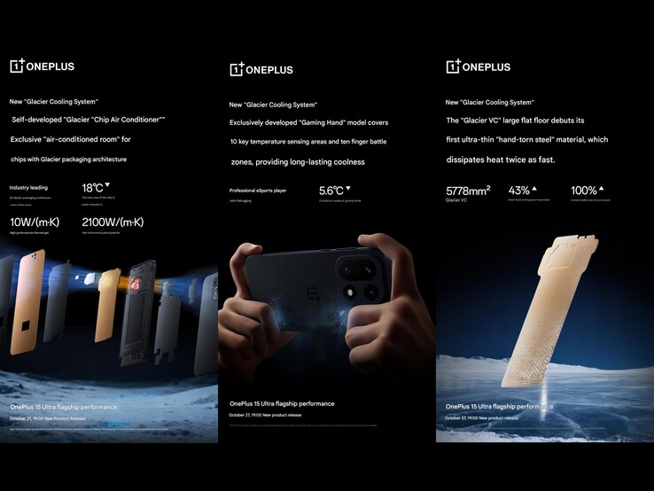 Desglose del sistema de refrigeración del OnePlus 15. (Fuente de la imagen: OnePlus en Weibo, imagen de Google traducida)