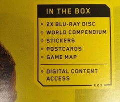 Cyberpunk 2077 PlayStation 4 paquete de venta al público de vuelta (Fuente: Mikeymorphin en Reddit)