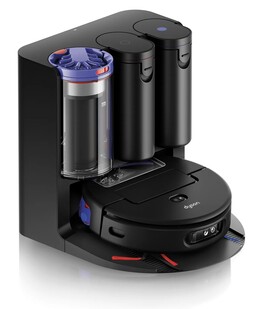 La base ciclónica contiene un cubo de basura y dos depósitos de agua para rellenar el robot (Fuente de la imagen: Dyson)