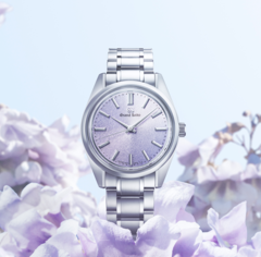 El Grand Seiko SBGW323 cuenta con una suave y hermosa esfera púrpura con motivos del monte Iwate inspirada en la flor kiri (Fuente de la imagen: Grand Seiko)