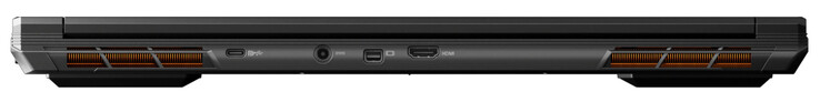 Parte trasera: USB 3.2 Gen 2 (USB-C; DisplayPort), conexión de alimentación, Mini DisplayPort 1.4a, HDMI 1.4