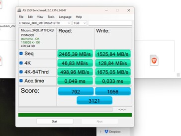 Rendimiento antes de la actualización del controlador con mi SSD principal de 512 GB.