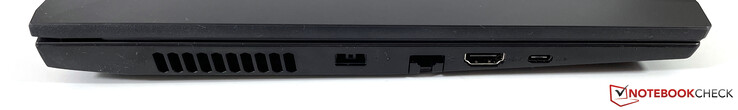 Izquierda: alimentación (punta fina), Gigabit ethernet, HDMI 2.0, USB-C 3.2 Gen 1
