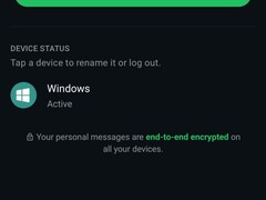 Configuración de WhatsApp en la que se muestra la lista de dispositivos vinculados y la nota sobre el cifrado de extremo a extremo