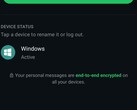 Configuración de WhatsApp en la que se muestra la lista de dispositivos vinculados y la nota sobre el cifrado de extremo a extremo