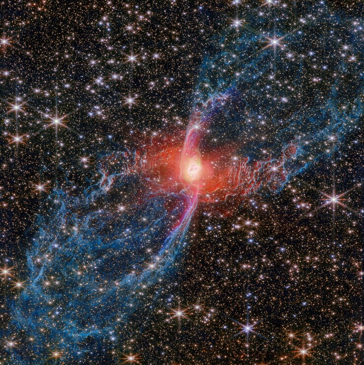 Una imagen de la nebulosa de la Araña Rojab captada por Webb (Fuente de la imagen: ESA/Webb, NASA, CSA y J. H. Kastner)
