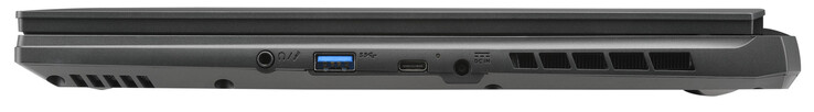 Lado derecho: Combo de audio, USB 3.2 Gen 1 (USB-A), Thunderbolt 4 (USB-C; Displayport), conector de alimentación
