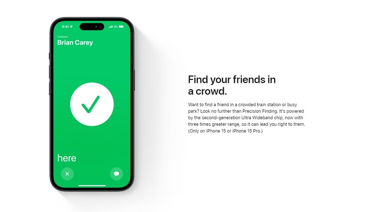 Gracias a Precision Finding en el iPhone 15 y el iPhone 15 Pro, también podrá encontrar a sus amigos entre la multitud.