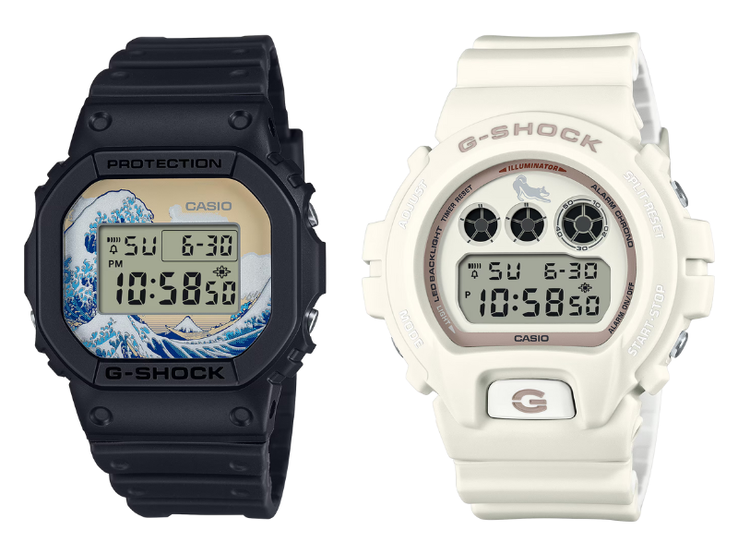 Los antiguos relojes Casio G-Shock DW-5600KHK24-1 (izquierda) y DW-6900SHB-7 (derecha). (Fuente de la imagen: Casio, editado)