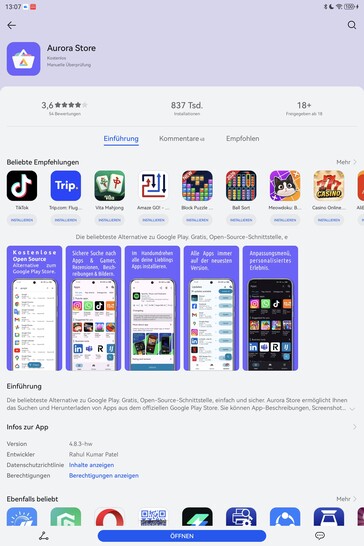 La tienda Aurora se puede instalar desde AppGallery.