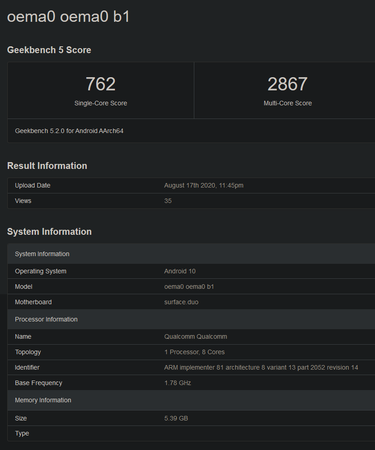 (Fuente de la imagen: Geekbench)