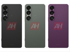 Supuestas imágenes filtradas del Sony Xperia 1 VII que muestran las opciones de color negro, verde y morado. (Fuente de la imagen: Android Headlines)