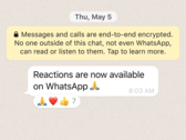 Las reacciones llegan a WhatsApp. (Fuente: WhatsApp)