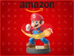 Se muestra un banner con el amiibo de Mario y el logotipo de Amazon