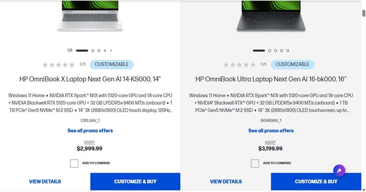 Precios de portátiles HP Nvidia RTX Spark de 18 núcleos