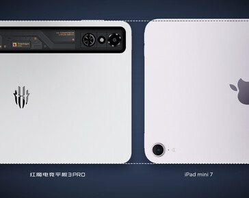 RedMagic Gaming Tablet 3 Pro vs iPad Mini 7 ancho (Fuente de la imagen: RedMagic)