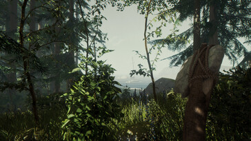 Una imagen en la que se aprecia un paisaje y una embarcación en «The Forest».