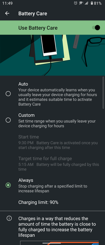 Sony Xperia 10 II Android 11 Cuidado de la batería (Imagen vía XDA Developers)