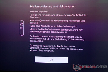 Un mensaje de error recurrente: No se ha podido ajustar el volumen a través del mando a distancia del Fire TV en la prueba.